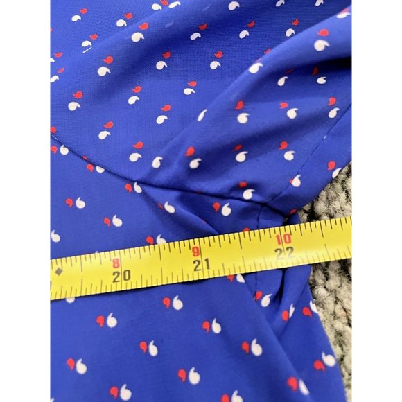 VINTAGE RETRO MOD 70s LORAC ORIGINAL BLUE POLKA DOT DRESS UNION MADE SIZE M L - Picture 5 of 7